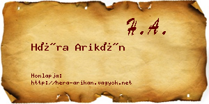 Héra Arikán névjegykártya